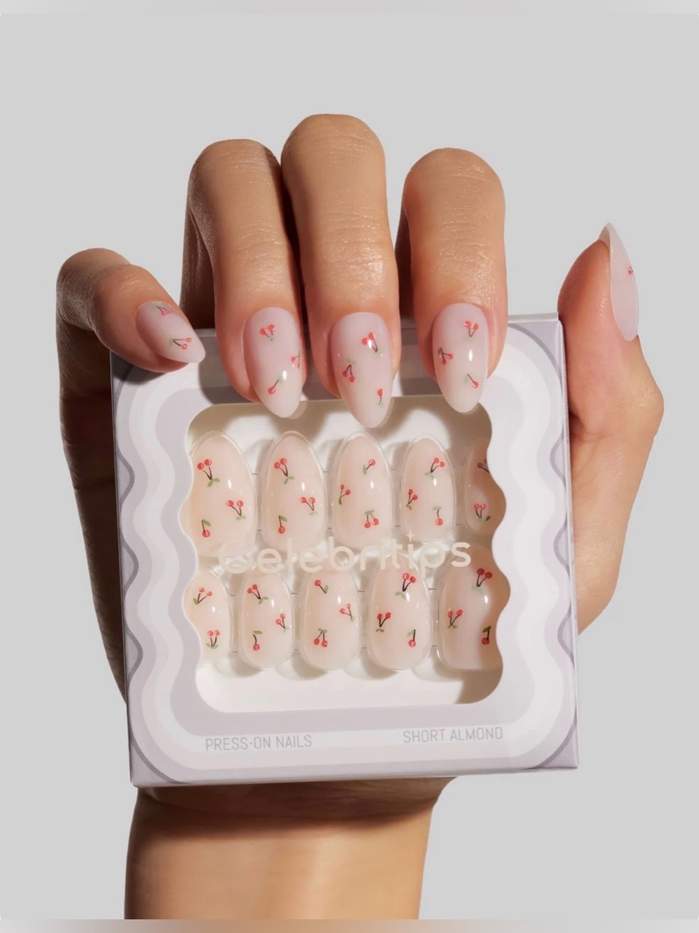 Celebritips Dainty Cherry Short Almond Shape Press on nails NIB